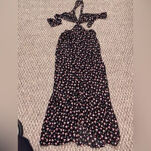 Zara Black Dress with Pink Floral Design